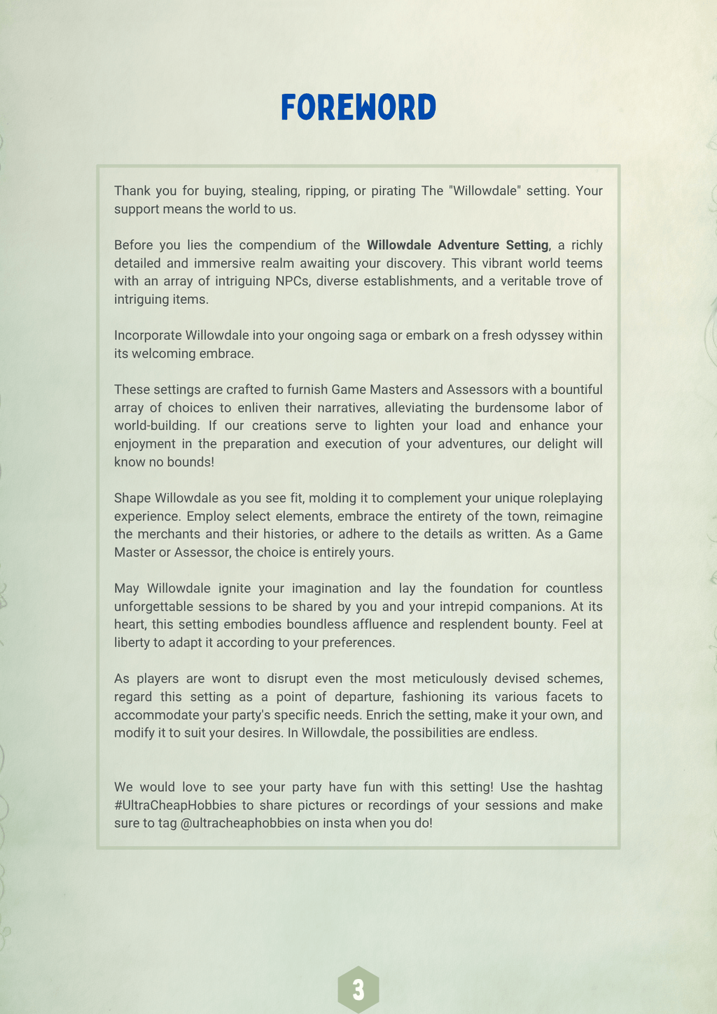 Willowdale Adventure Setting – A Complete RPG Town & Story hub (Digital Download)