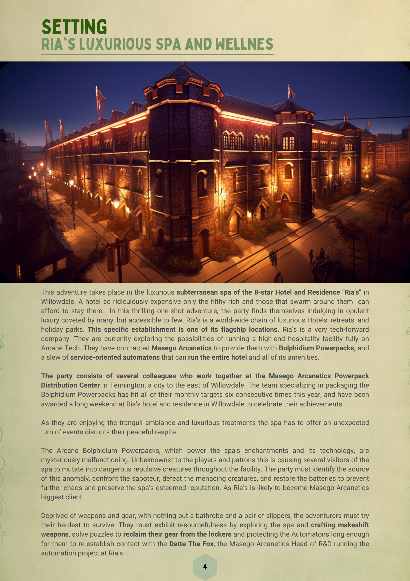 A Day at Ria’s Spa – 5e One-Shot Adventure (Digital Download)